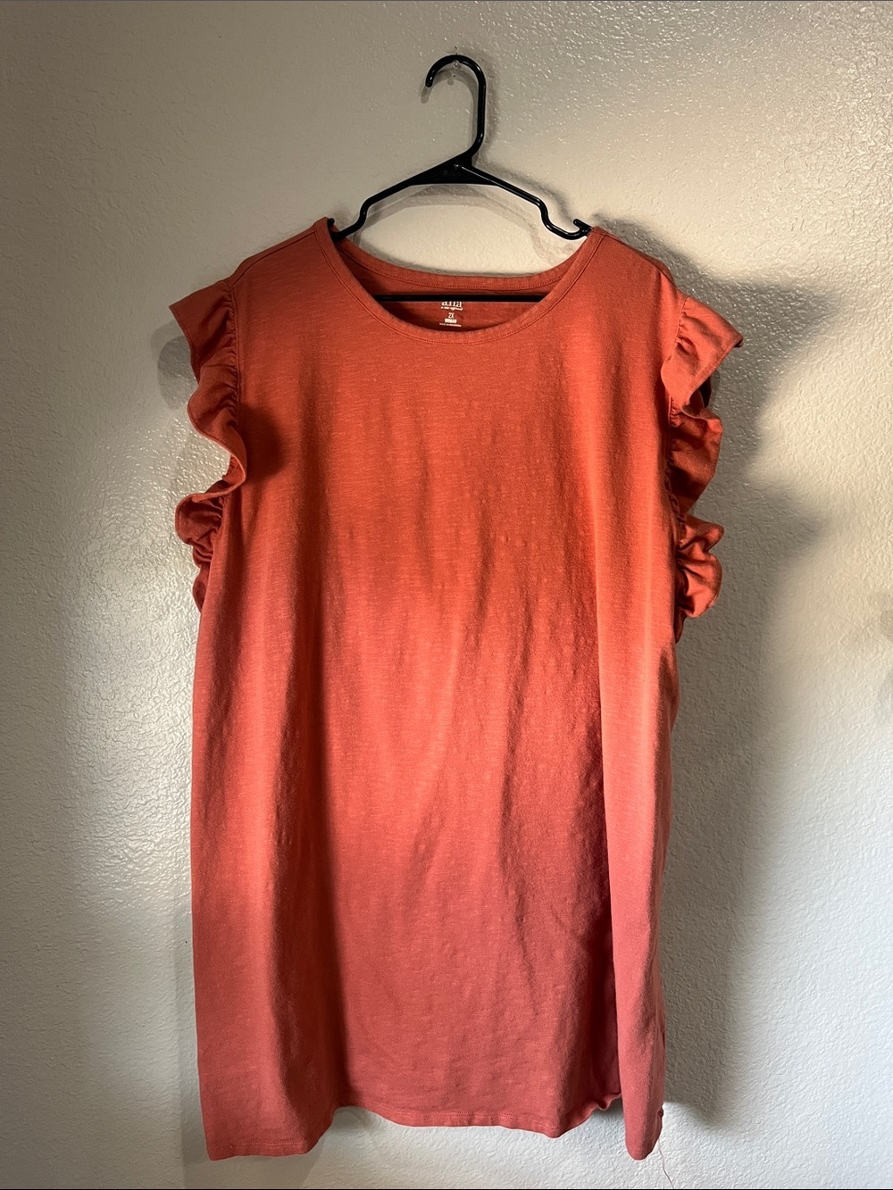 a.n.a Coral Ruffle Sleeve Short-Sleeve Midi Dress Sz 2X Casual Vacay Chic